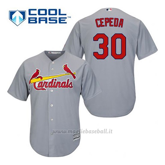 Maglia Baseball Uomo St. Louis Cardinals Orlando Cepeda 30 Grigio Cool Base